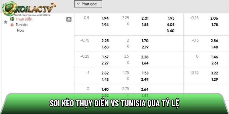 Soi kèo Thụy Điển vs Tunisia qua tỷ lệ